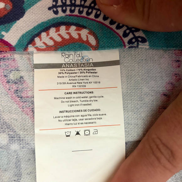 Boho Paisley Fabric Shower Curtain – Turquoise, Coral & Green – 72×72 Bohemian B - Picture 2 of 3